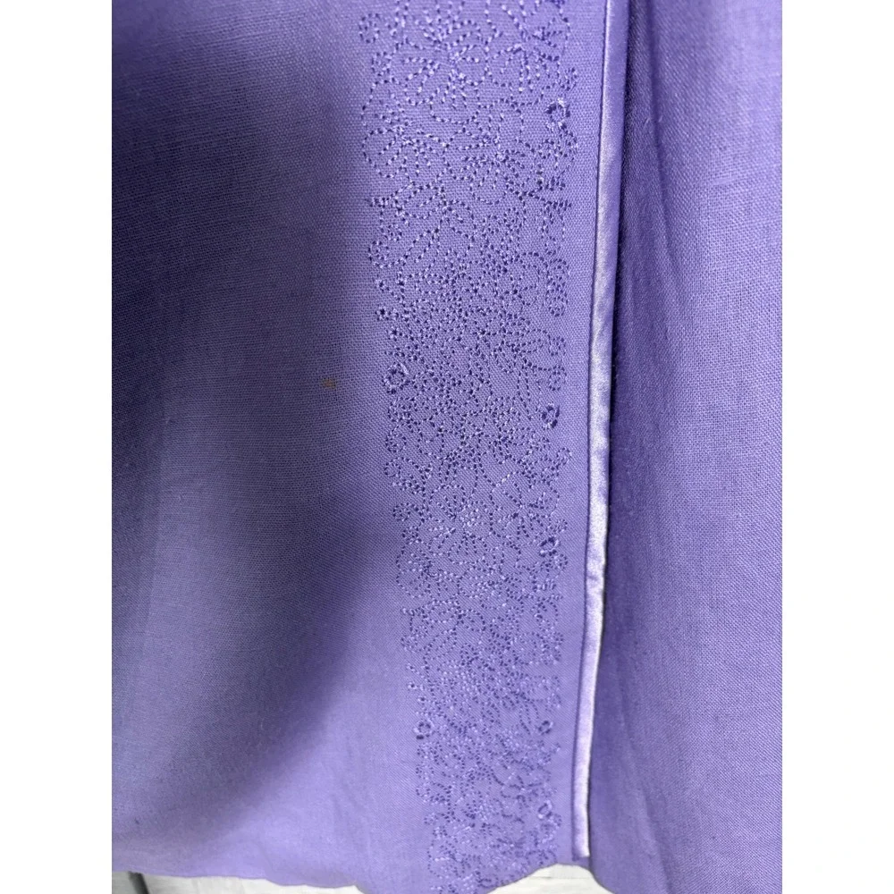 Norton McNaughton Woman Skirt Purple Linen Rayon Blend Embroidered Plus‎ Size